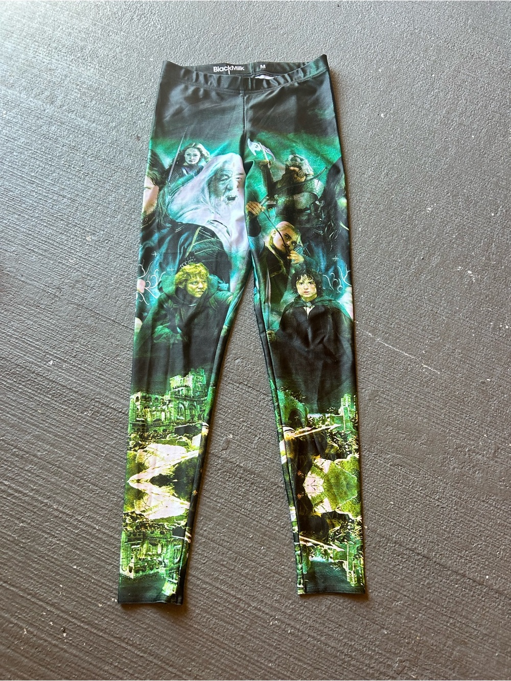 BlackMilk Green and Black Character Print Leggings Nwots